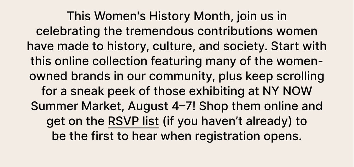 Shop women-owned brands and get on the list for Summer Market