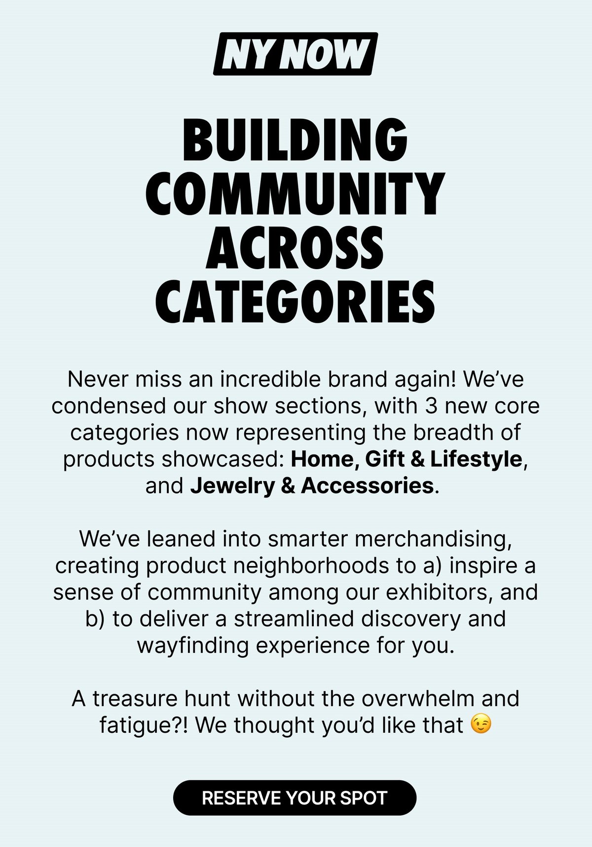Snippet of marketing email highlighting the three core categories: Home, Gift & Lifestyle, and Jewelry & Accessories