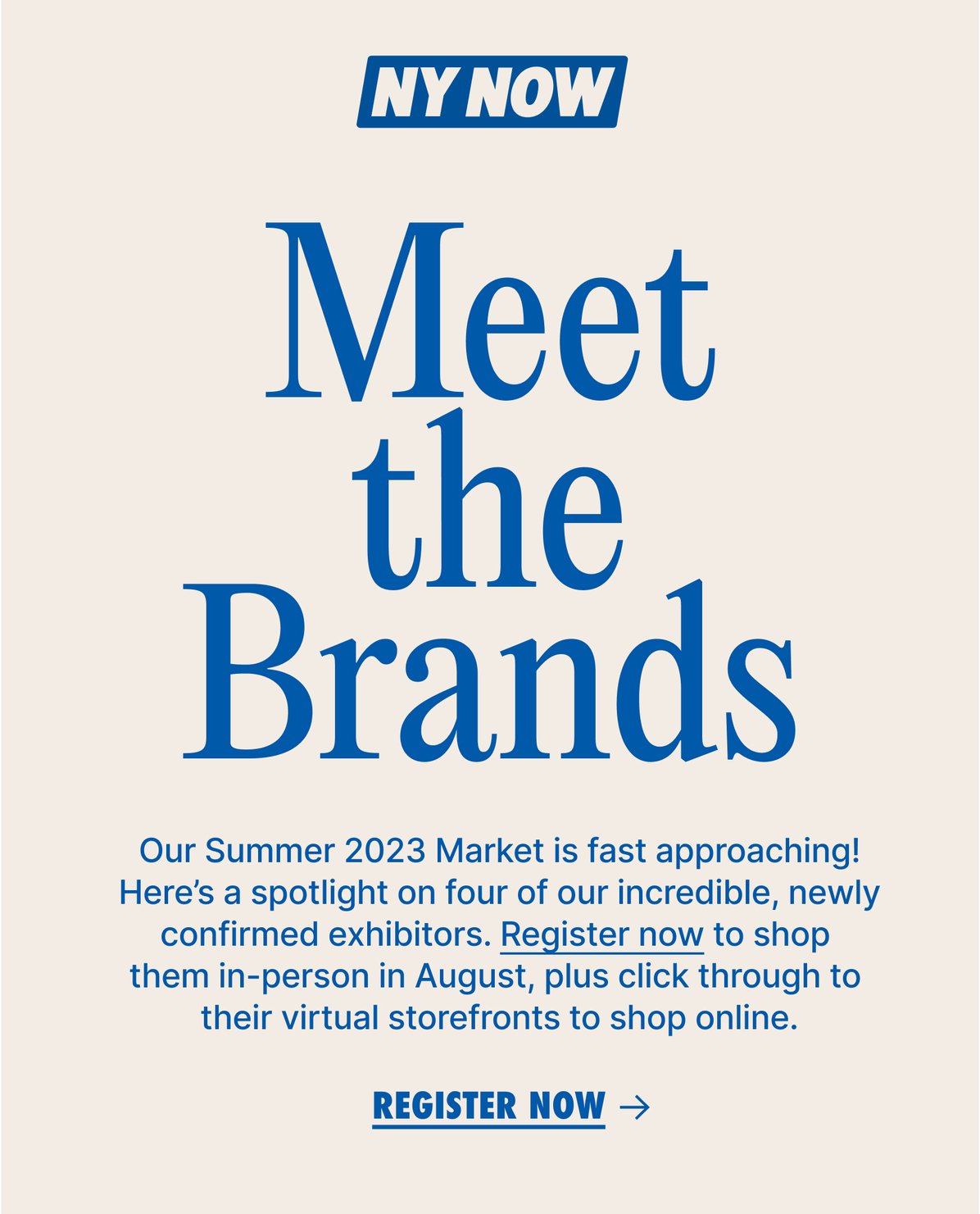 Snippet of marketing email highlighting summer 2023 exhibitors