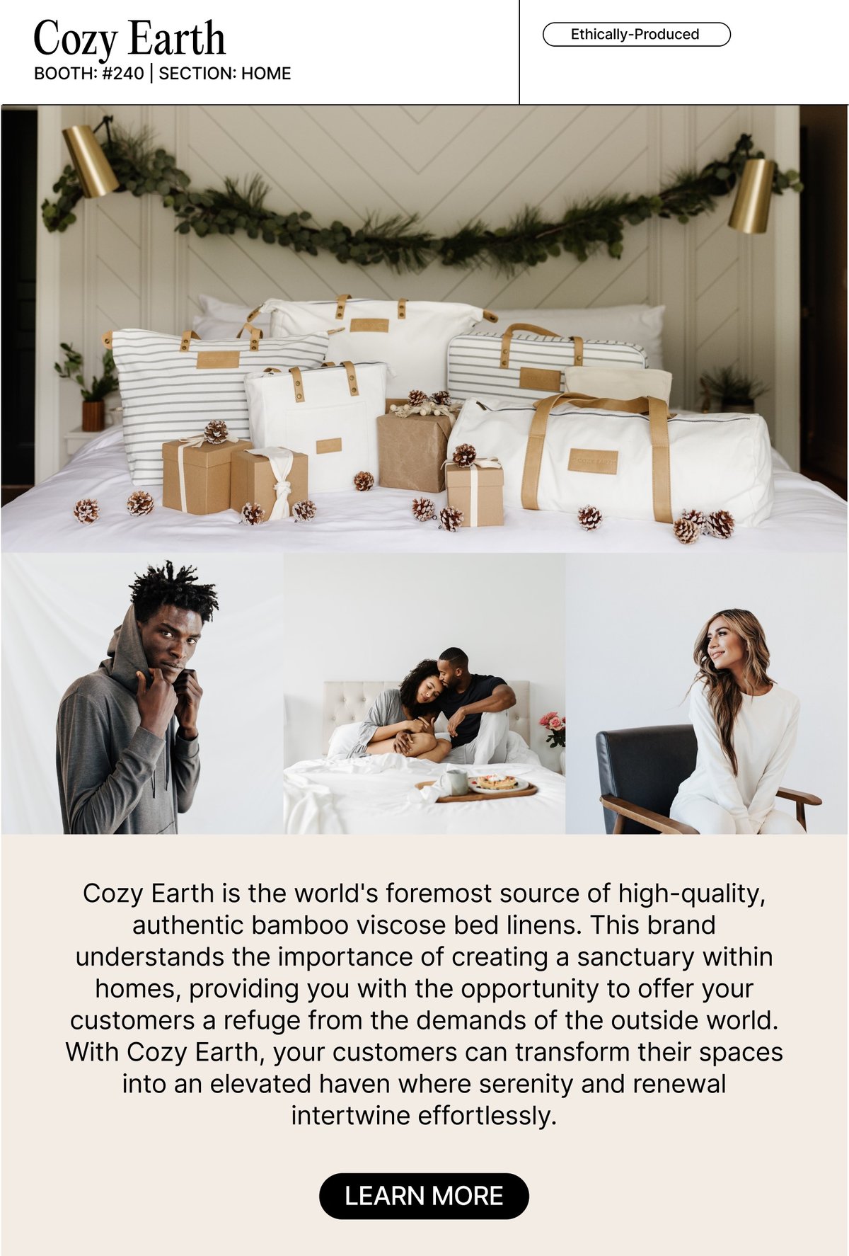 Cozy Earth, a NY NOW exhibitor