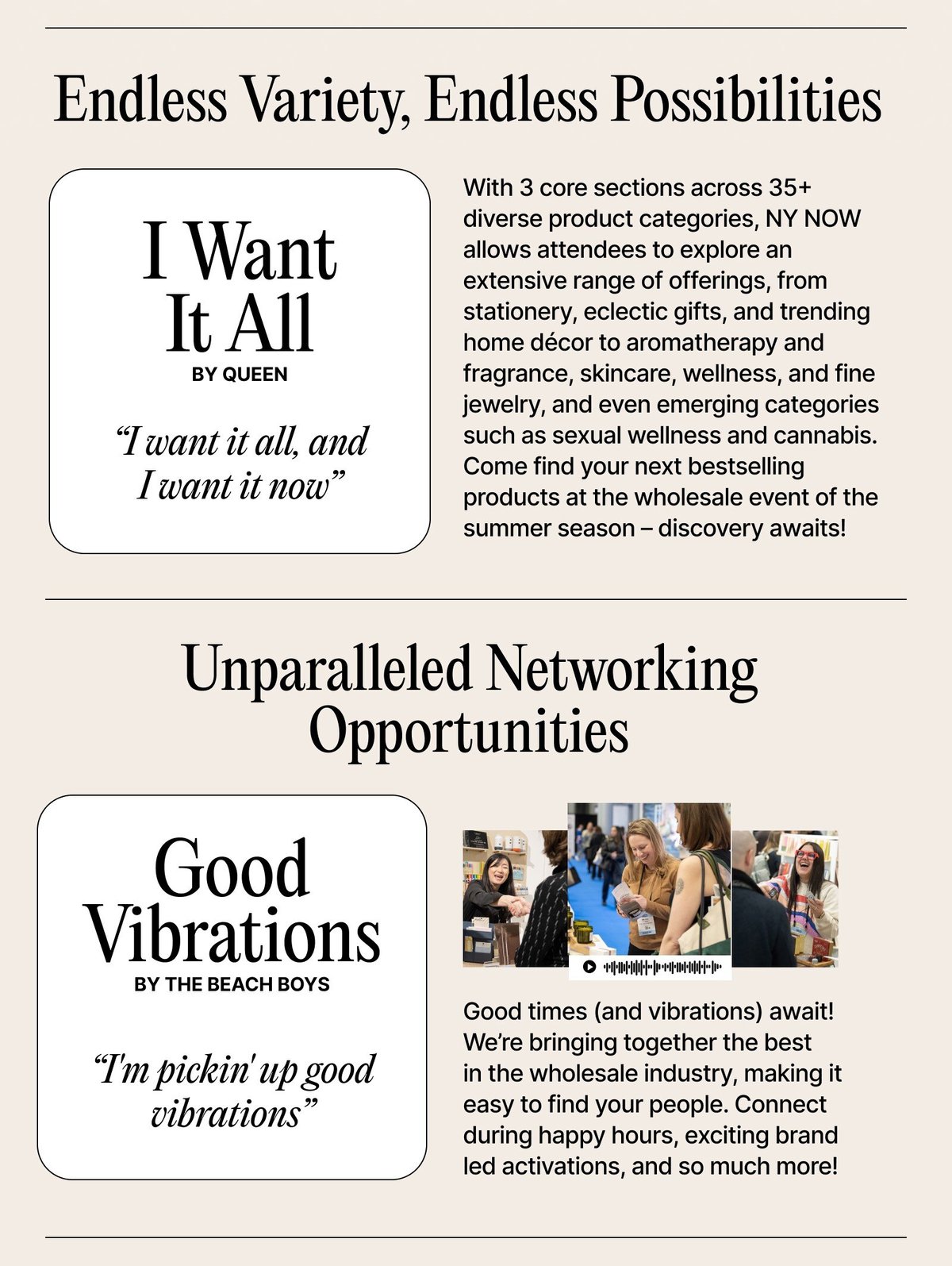 Endless Variety and Unparalleled Networking Opportunities