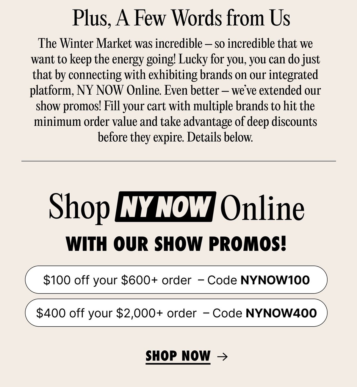 Shop NY NOW Online with our show promos